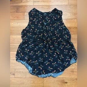 Torrid Sleeveless Challis Drawstring Cat Print Tunic Top